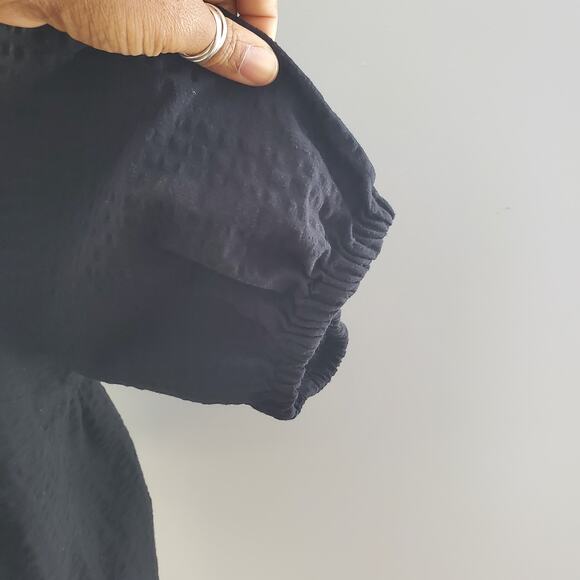 Old Navy Black Peasant Sleeve Peplum Top L - Picture 5 of 8